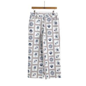 Retro Wide-Leg Womens Nautical Pants Coastal Beach White Sailor Chic Sea Ocean